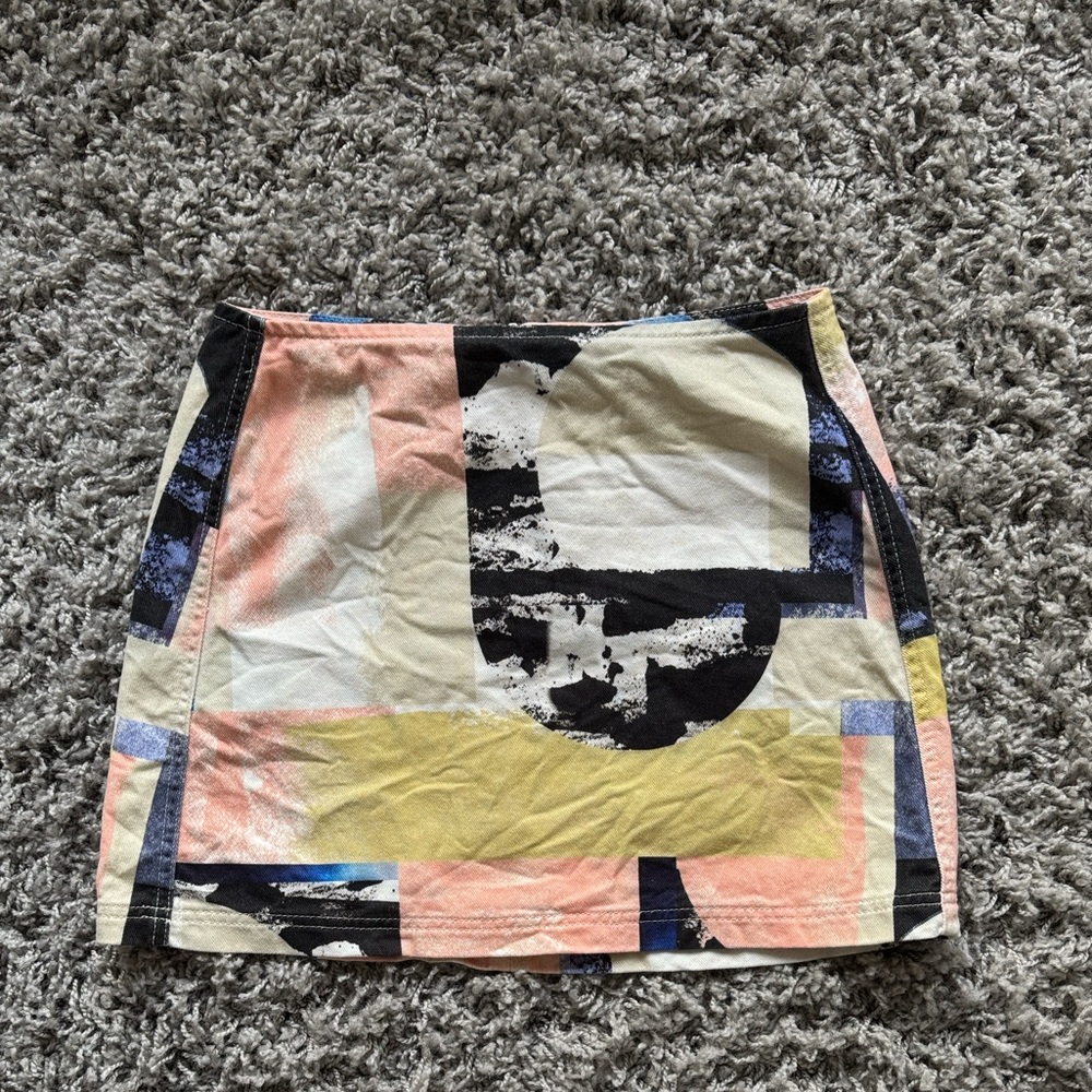 BDG Abstract Print Denim Mini Skirt
